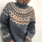 Fudus Herrenpullover - Wollpullover Fair Isle Kragen Grauer Winterpullover