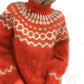 Fudus Herrenpullover - Wollpullover Fair Isle Kragen Grauer Winterpullover