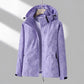 Damen Wasserdichte Leichte Windjacke Mit Tropenblattmuster Und Kapuze