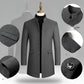 Herren Wollmantel Grau Designer Wintermantel Mit Schal Und Stehkragen
