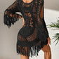 Damen Boho Fransen Häkelkleid Festival Handmade Tunika