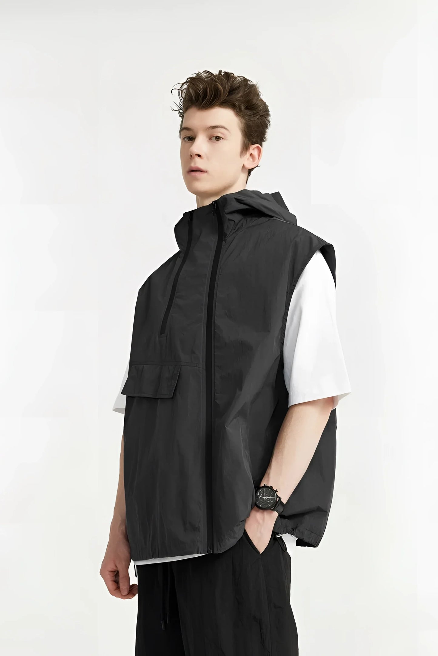 Herren Cargo Rock Schwarz Urban Fashion Kilt Streetwear