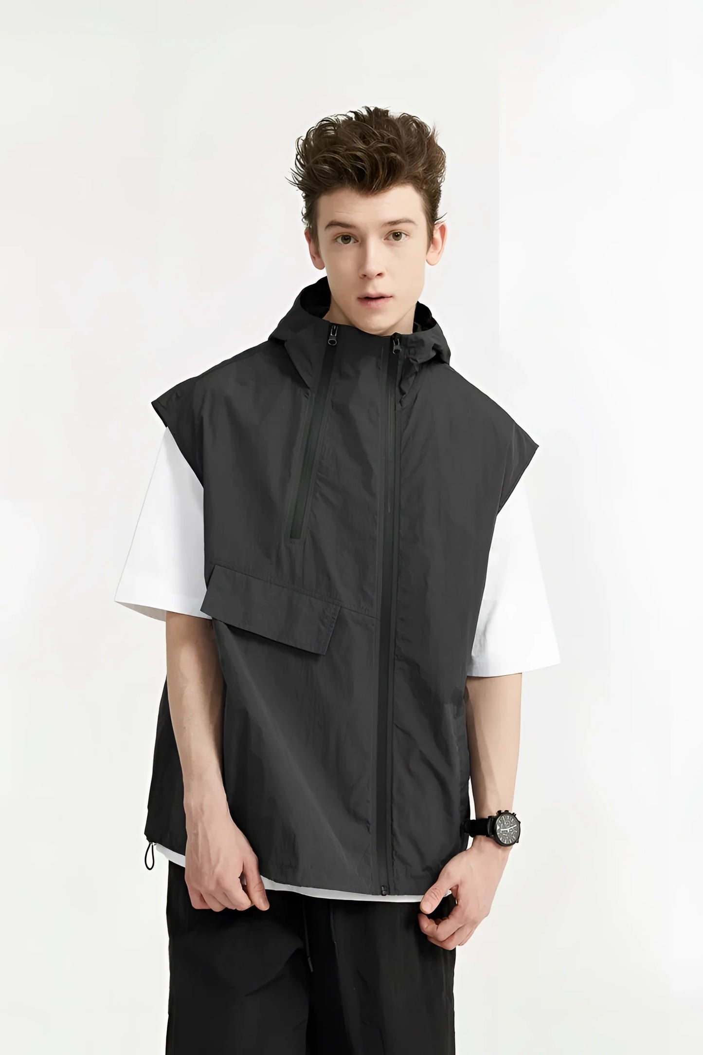 Herren Cargo Rock Schwarz Urban Fashion Kilt Streetwear