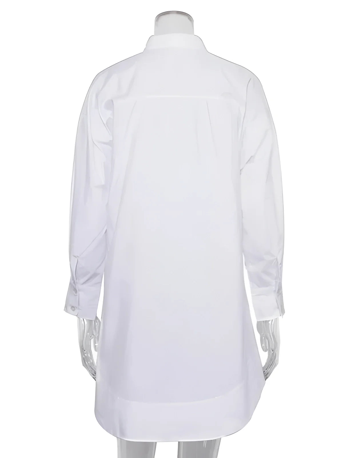 Übergroßes weißes Hemdkleid - Damen lässige Langarm-Button-Up