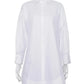 Übergroßes weißes Hemdkleid - Damen lässige Langarm-Button-Up