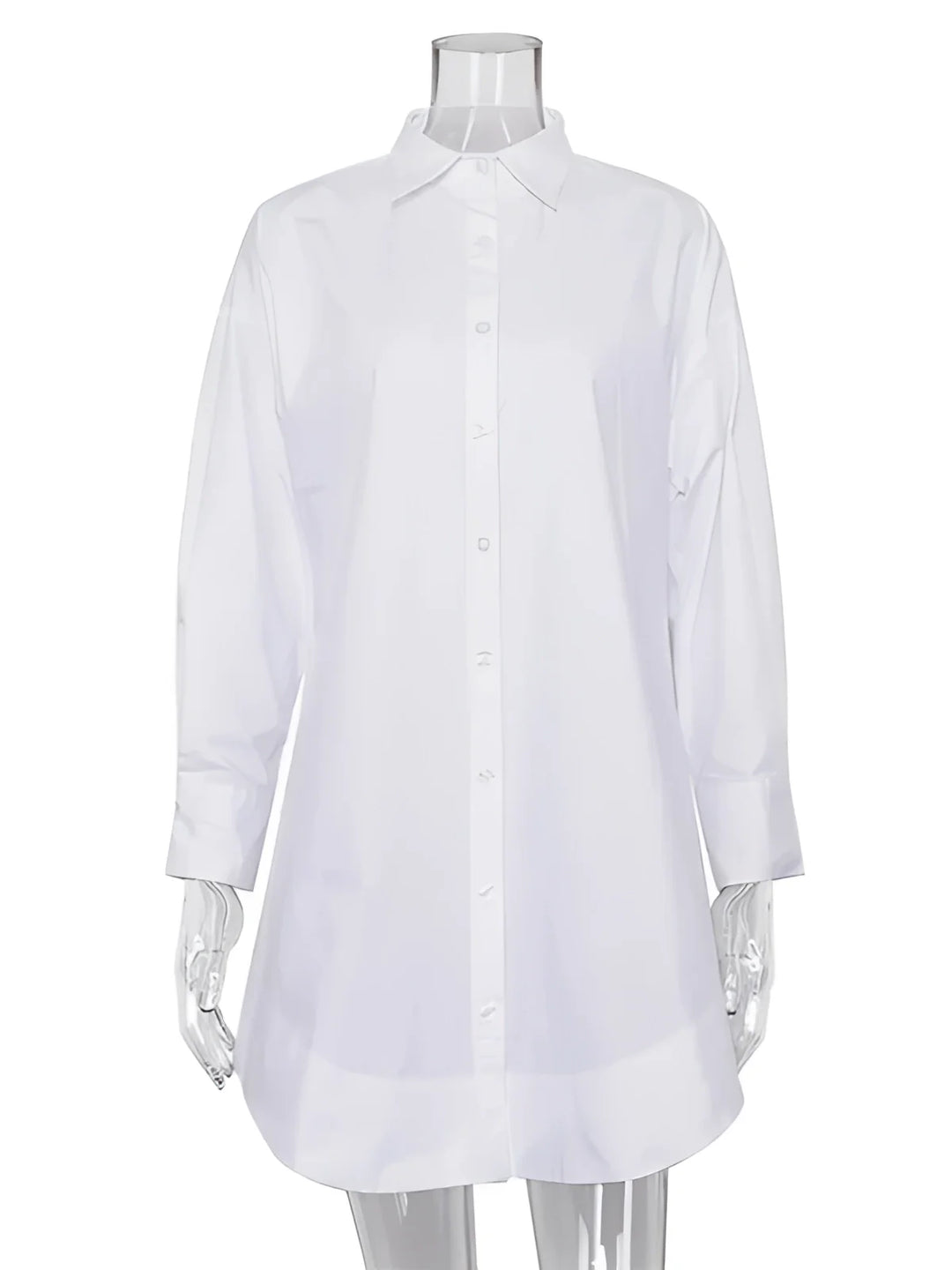 Damen Übergroßes Hemdkleid Langarm Button Up