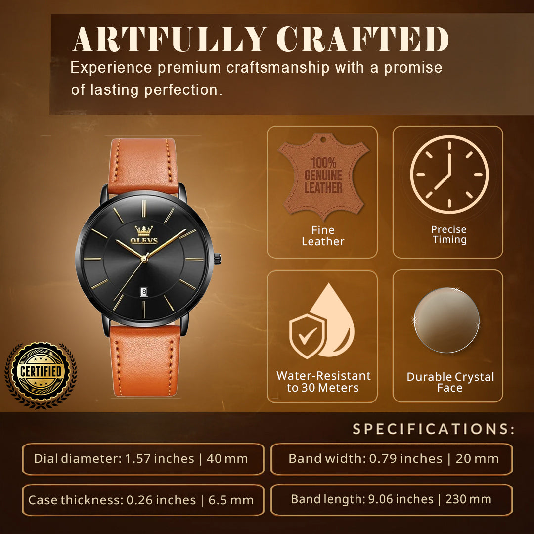 Fudus | Ultra Dünn Minimalistische Armbanduhr