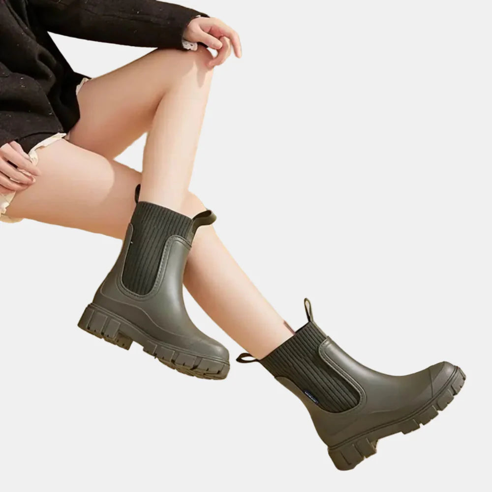 Fudus Damen Gummistiefel - Wasserdicht Rutschfest Regenwetter