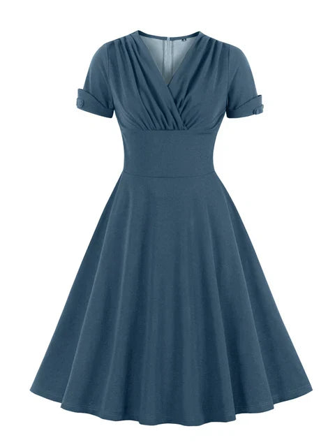 Wickelkleid V-Ausschnitt Schwarz Elegant Vielseitig