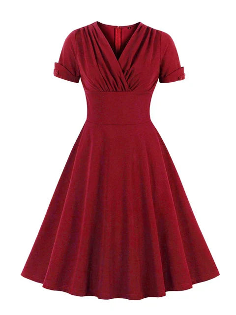 Wickelkleid V-Ausschnitt Schwarz Elegant Vielseitig