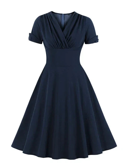 Wickelkleid V-Ausschnitt Schwarz Elegant Vielseitig