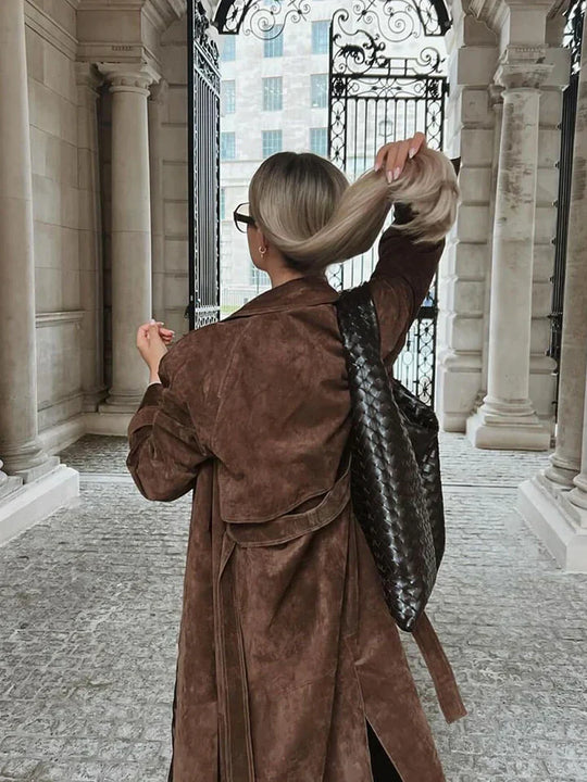 Damen Wildleder-Trenchcoat