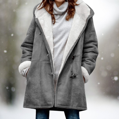 Premium Fleece-Wildlederjacke mit halblanger Kapuze