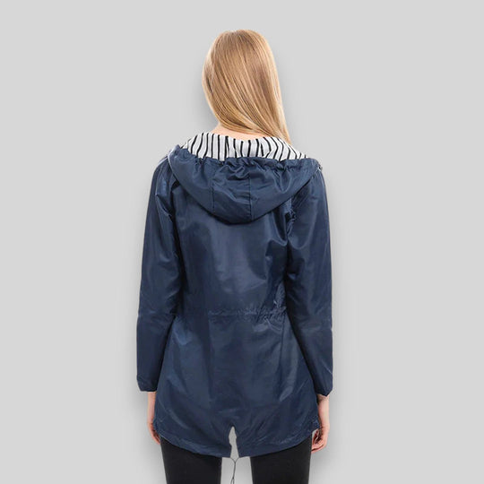 Damen Regenjacke Wasserdicht Lang Elegant Atmungsaktiv