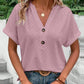 Bluse Lässig V-Ausschnitt Knopf