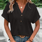 Bluse Lässig V-Ausschnitt Knopf