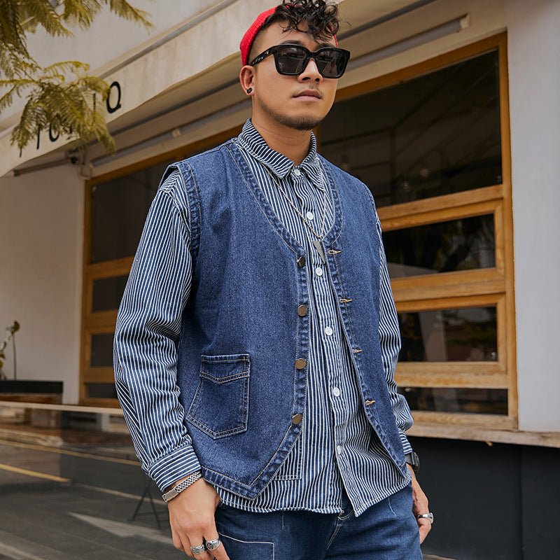 Fudus | Trendy Denim Ärmelloses Weste Für Männer