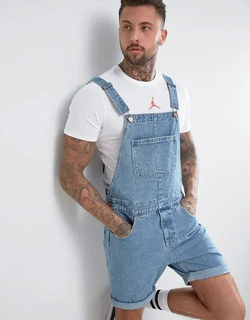 Denim Overall Lässig Verstellbare Träger