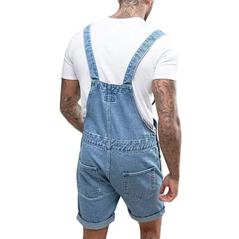 Denim Overall Lässig Verstellbare Träger