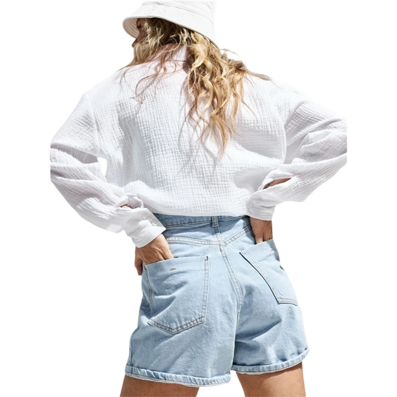 Damen Baumwollhemd Klassischer Schnitt