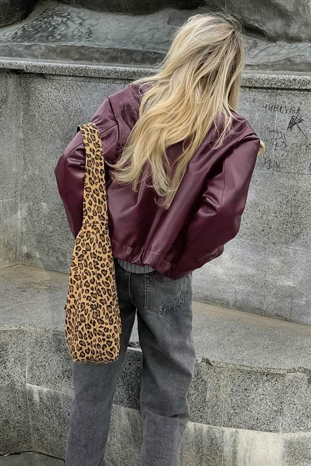 Jacke Pu Weinrot Reißverschluss Eleganz