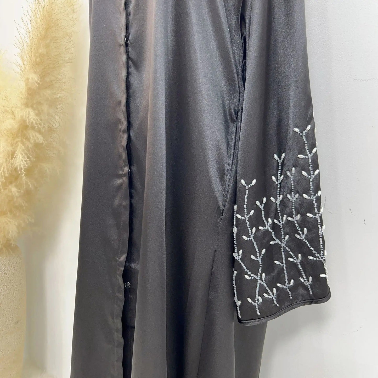 Damen Bestickte Ärmels Abaya für Elegante Anlässe