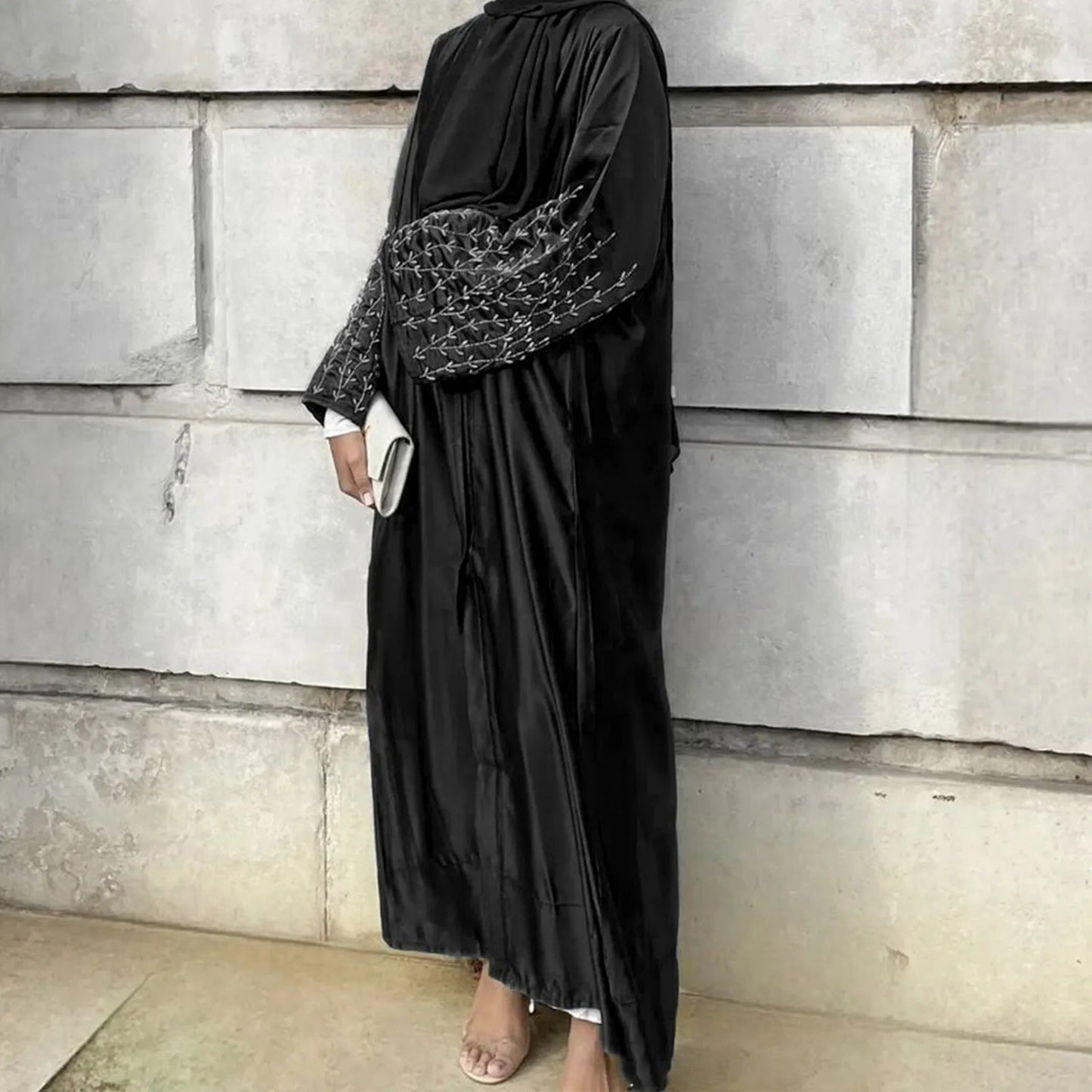 Damen Bestickte Ärmels Abaya für Elegante Anlässe