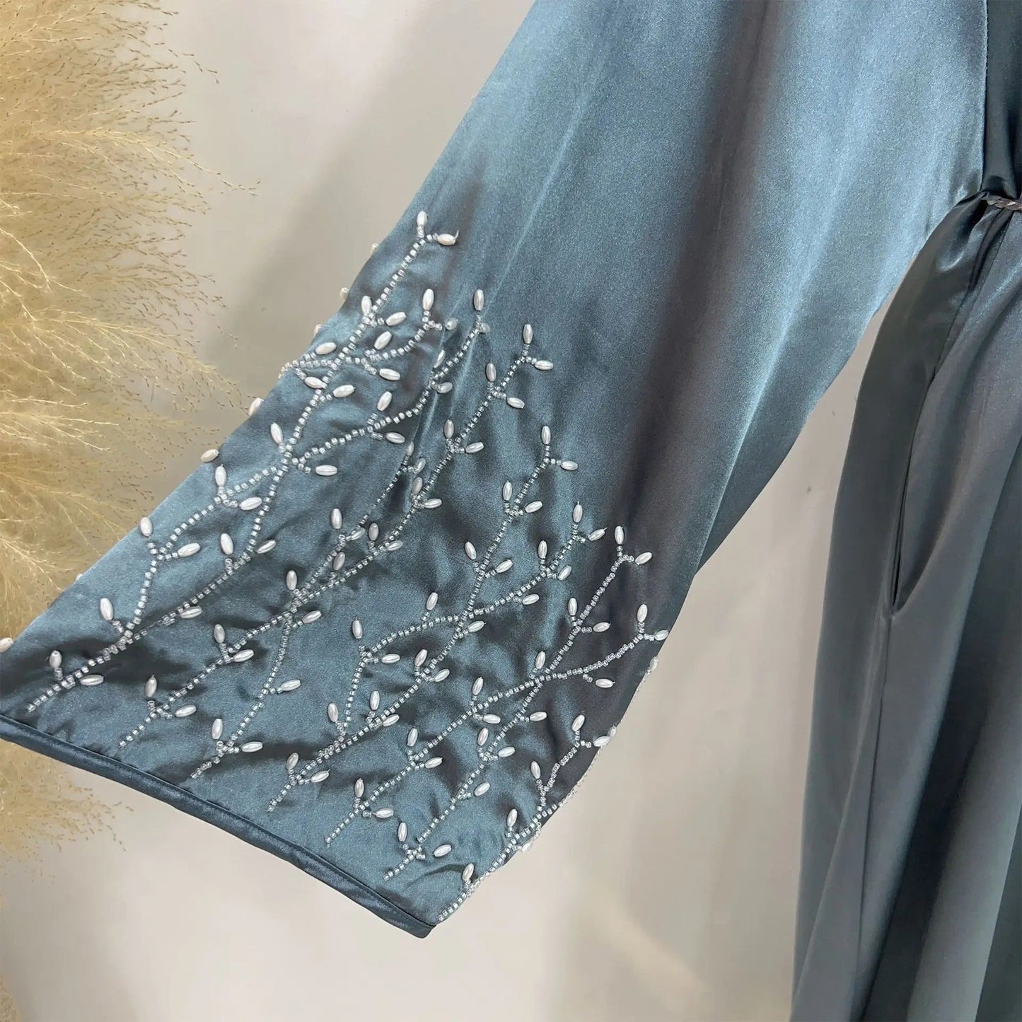 Damen Bestickte Ärmels Abaya für Elegante Anlässe