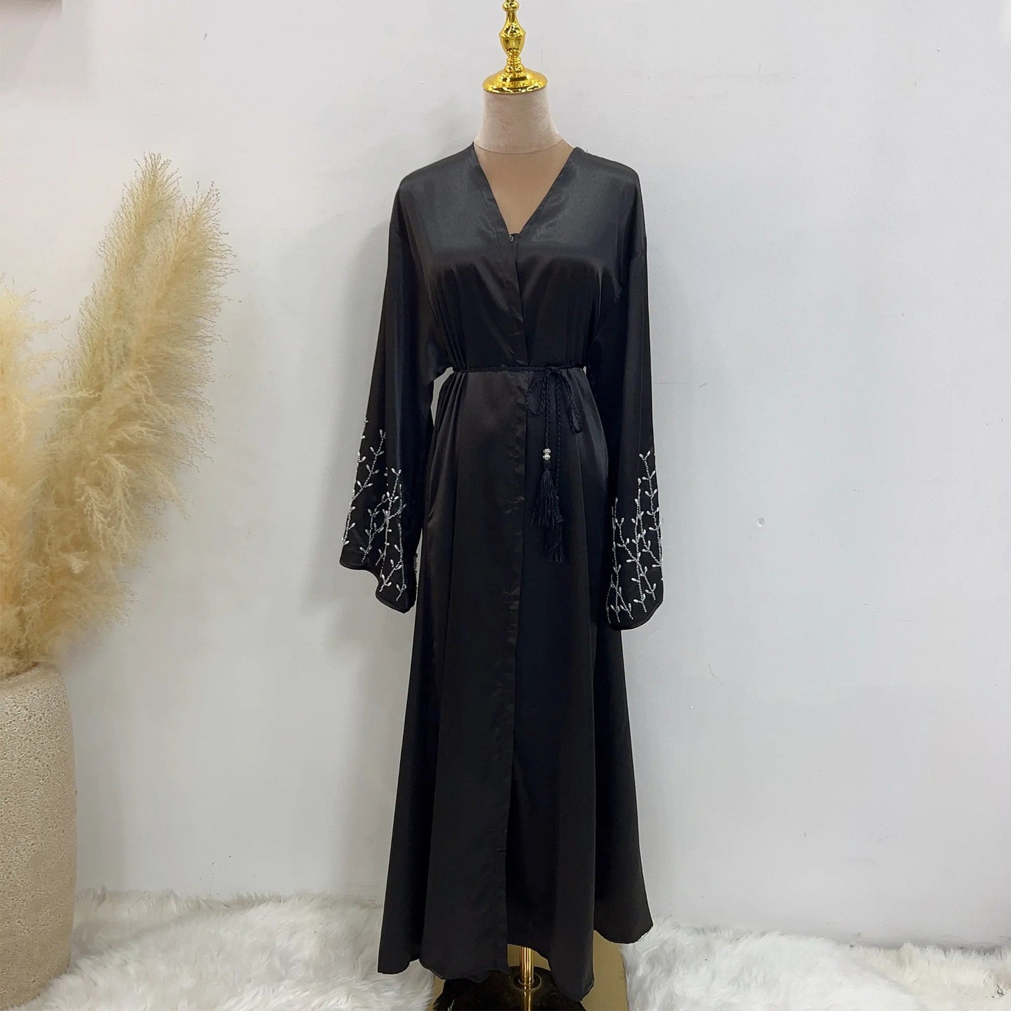 Damen Bestickte Ärmels Abaya für Elegante Anlässe