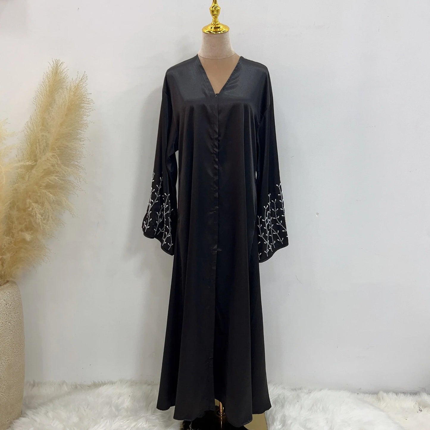Damen Bestickte Ärmels Abaya für Elegante Anlässe