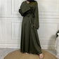 Damen Elegante Satin Abaya Mit Fließenden Ärmeln