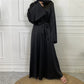 Fudus Damen Elegante Abaya - Fließendes Maxi Kleid Mit Bindegürtel