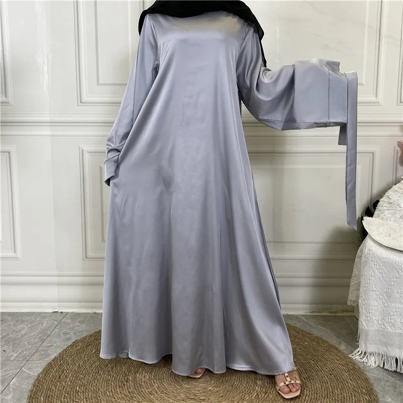 Fudus Damen Elegante Abaya - Fließendes Maxi Kleid Mit Bindegürtel