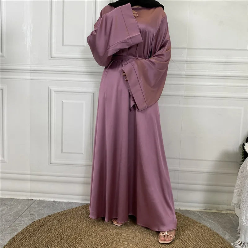 Fudus Damen Elegante Abaya - Fließendes Maxi Kleid Mit Bindegürtel