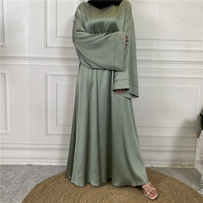 Fudus Damen Elegante Abaya - Fließendes Maxi Kleid Mit Bindegürtel