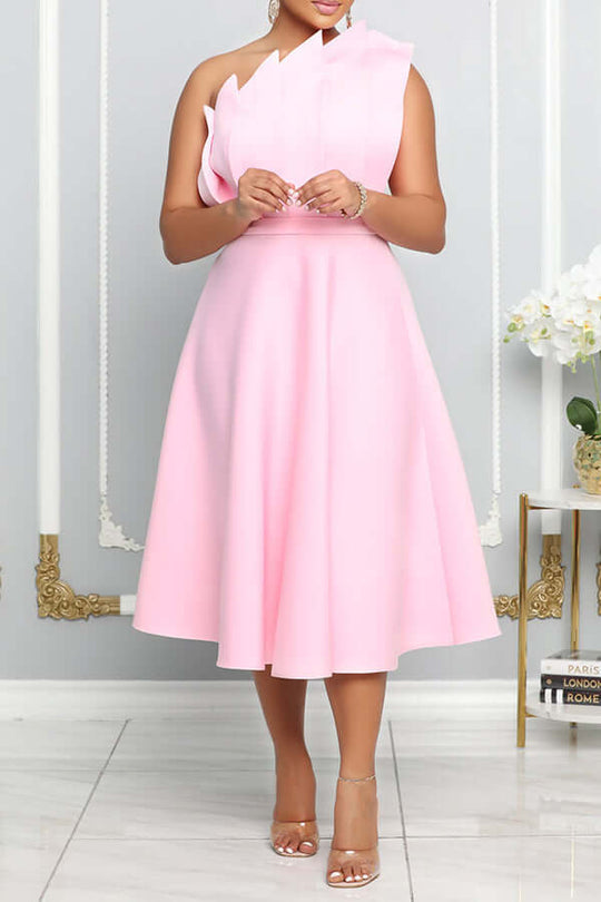 Kleid Midi One Shoulder A-Linie Elegant