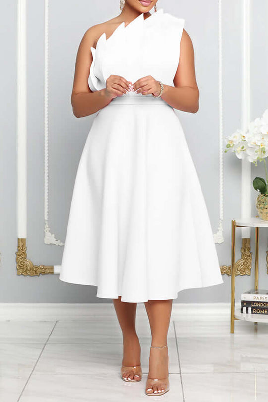 Kleid Midi One Shoulder A-Linie Elegant