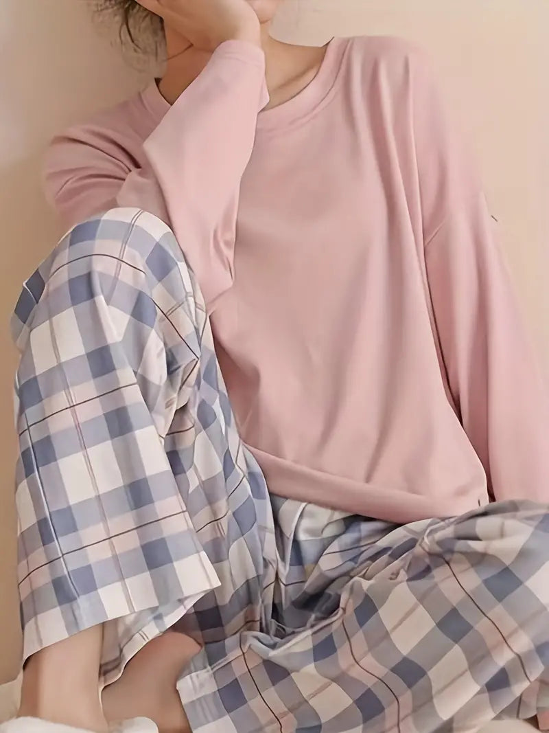 Schlafanzug Zweiteilig Damen Klassisch Komfort