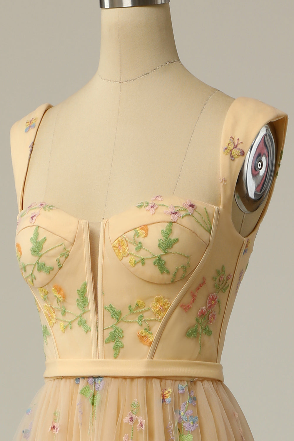 Damen Stilvolles Langes Grünes A-Linien Ballkleid Mit Stickerei