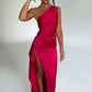 Fudus | Elegantes One Shoulder Satin Split Kleid