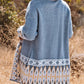 Damen Cardigan Blau Im Aztekischen Stil