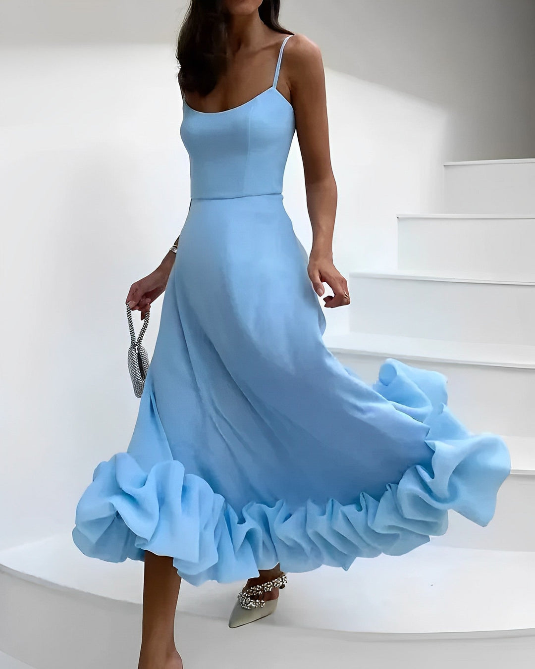 Damen Party Midi Kleid Elegant Für Abend