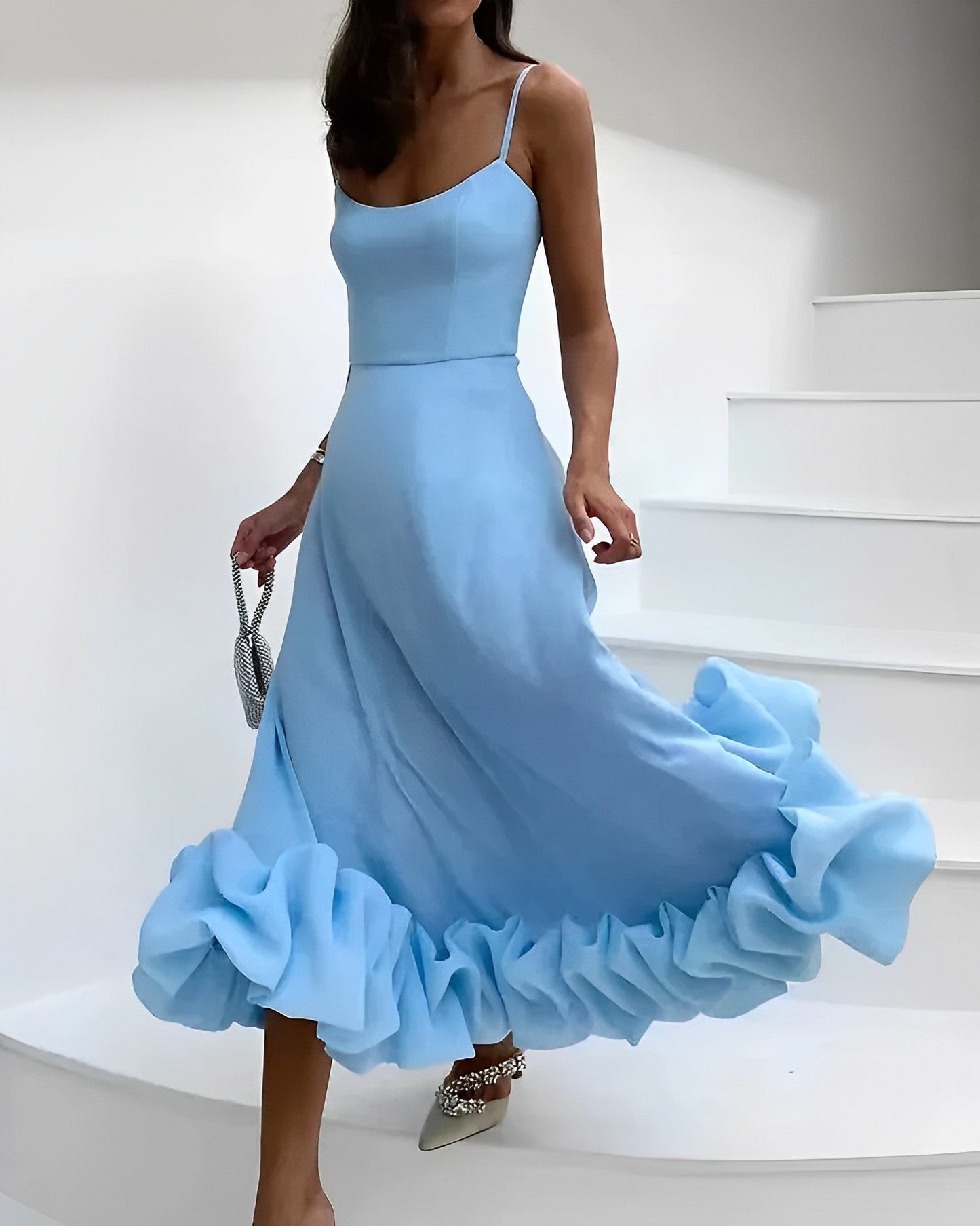 Damen Party Midi Kleid Elegant Für Abend