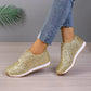 Glitzer Slip On Sneaker Damen Kontrastsohle