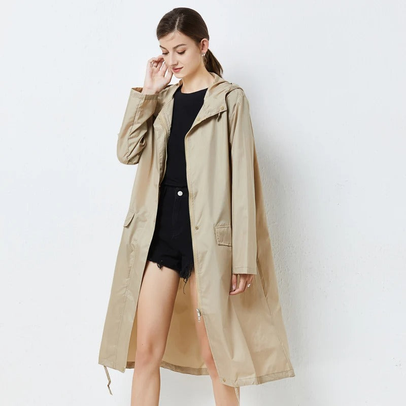 Damen Lange Regenjacke Stilvoll Für Jeden Tag