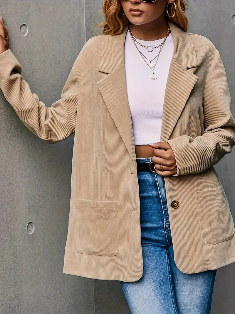 Cordblazer Klassisch Revers Damen