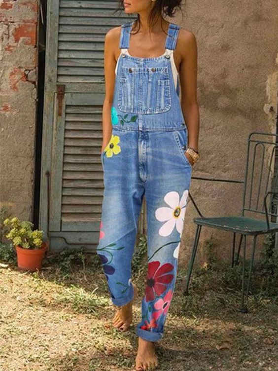 Damen Ärmelloser Denim Overall Für Lässigen Stil