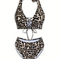 Damen Leoparden Print Halter Bikini Satz
