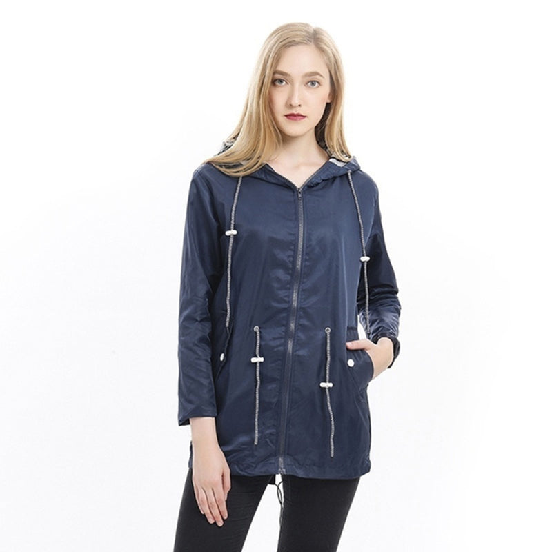 Damen Regenjacke Bequem Mit Verstellbarer Größe