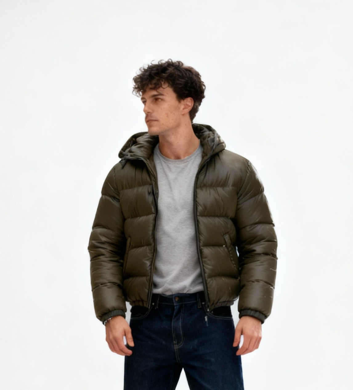 Herren Hochwertige Warme Daunenjacke Glänzender Puffer